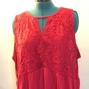Torrid Pink Lace Tank Top Blouse-NWT